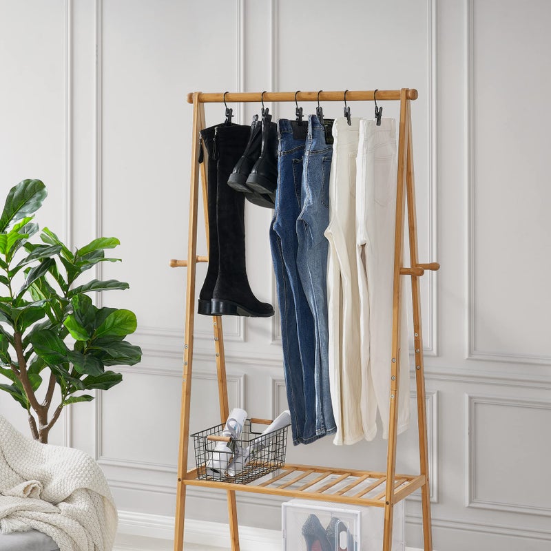 BEWISHOME 50 PCS Boot Hangers for Closet  Laundry Hooks with Clips  Boot Hanging Hold Clip  Clothes Pins  Space Saving Portable Travel Hangers Clip  Jeans  Tall Boots  Towel  Black FYC50B - Image 5